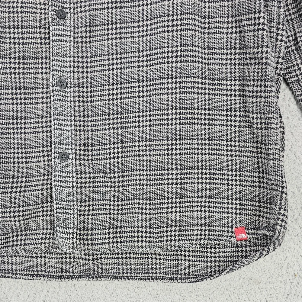 The North Face Shirt Mens Large Gray Houndstooth Check Button Up Cotton Casual
